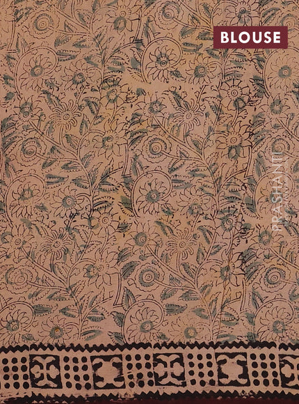 Coffee Brown & Black Kalamkari Cotton Saree