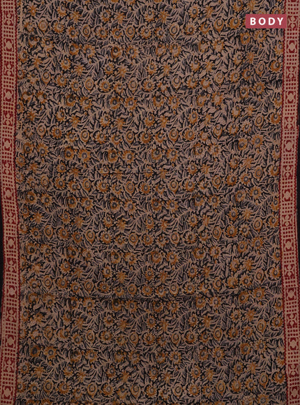 Black & Maroon Kalamkari Cotton Saree