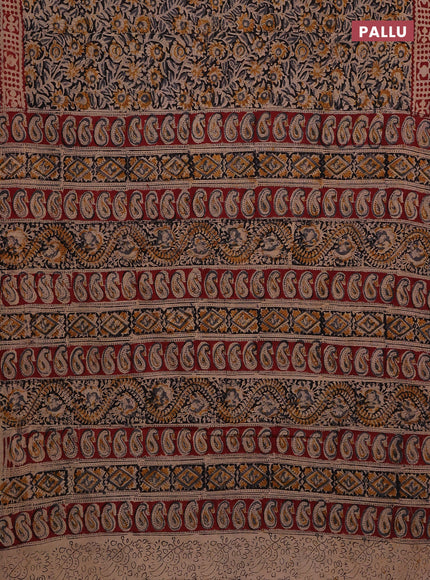 Black & Maroon Kalamkari Cotton Saree