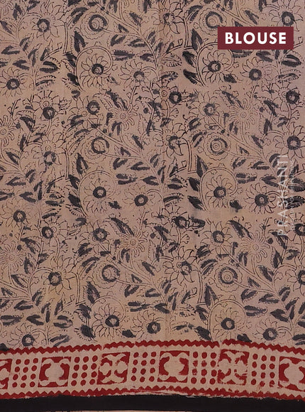 Black & Maroon Kalamkari Cotton Saree