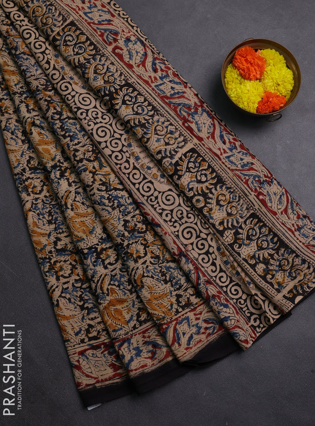 Black & Maroon Kalamkari Cotton Saree