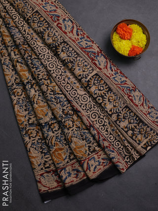 Black & Maroon Kalamkari Cotton Saree