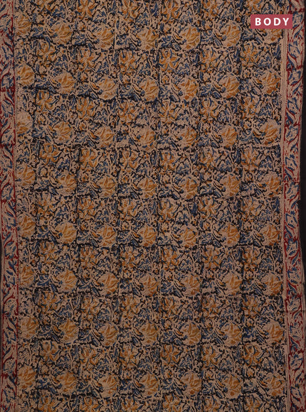 Black & Maroon Kalamkari Cotton Saree