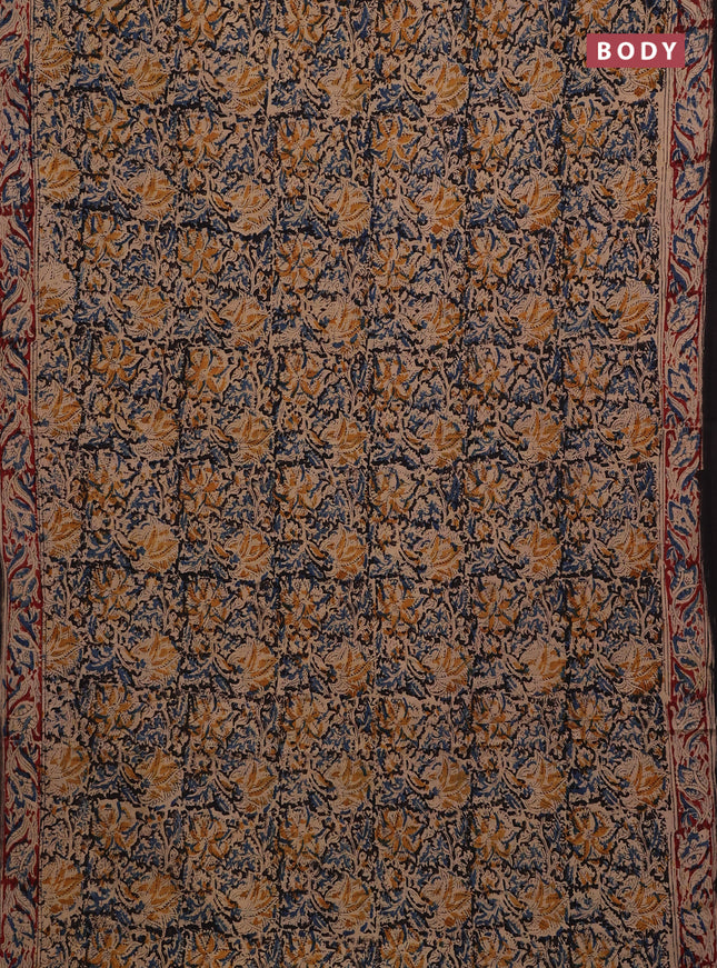 Black & Maroon Kalamkari Cotton Saree
