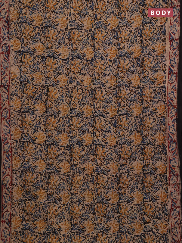 Black & Maroon Kalamkari Cotton Saree