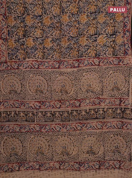 Black & Maroon Kalamkari Cotton Saree