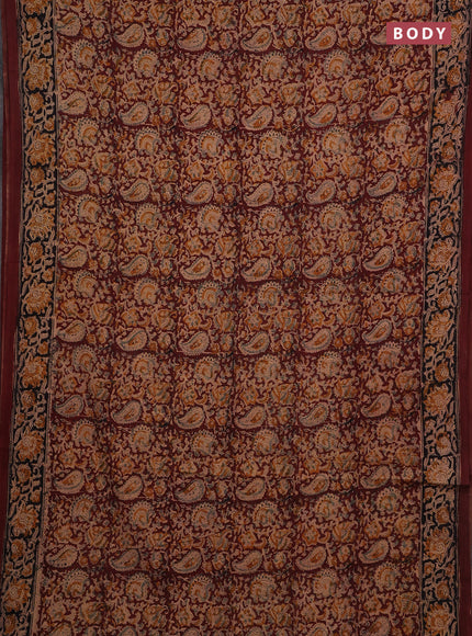 Coffee Brown & Black Kalamkari Cotton Saree