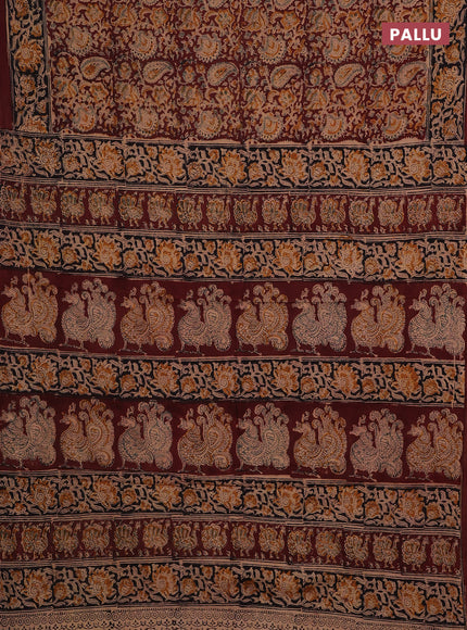 Coffee Brown & Black Kalamkari Cotton Saree