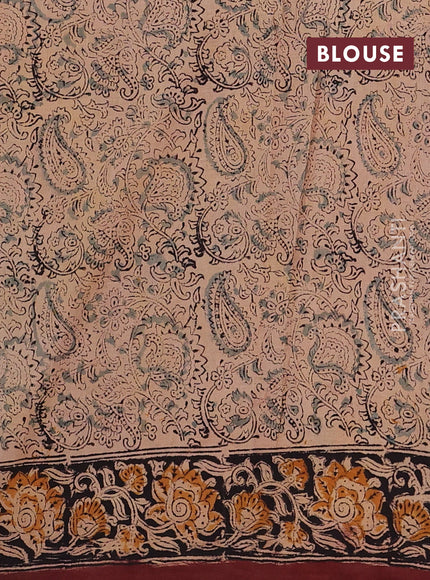 Coffee Brown & Black Kalamkari Cotton Saree