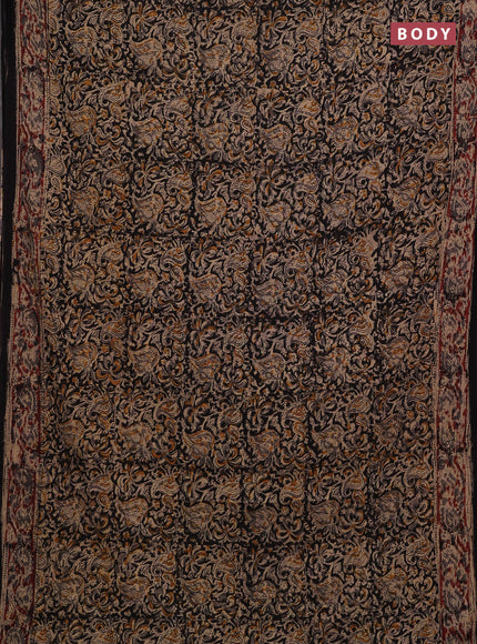 Black & Maroon Kalamkari Cotton Saree