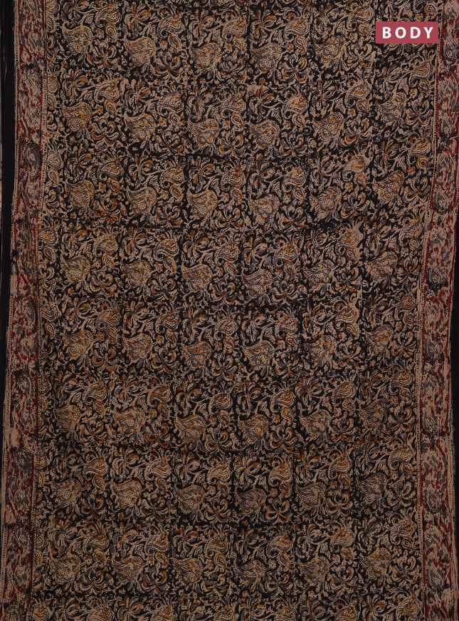 Black & Maroon Kalamkari Cotton Saree