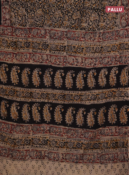 Black & Maroon Kalamkari Cotton Saree