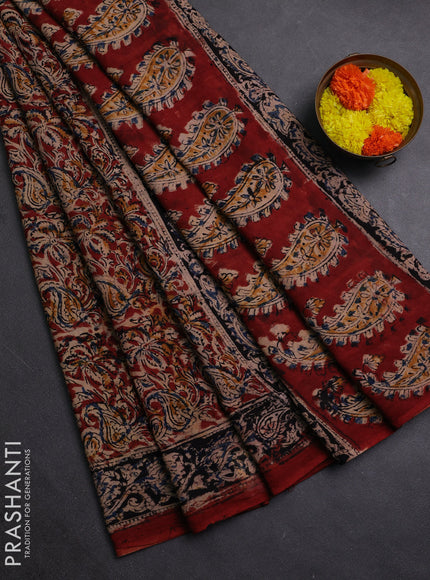 Maroon & Black Kalamkari Cotton Saree