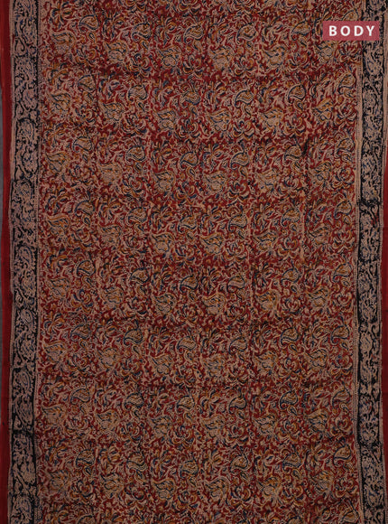 Maroon & Black Kalamkari Cotton Saree