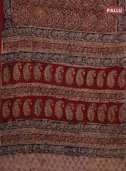 Maroon & Black Kalamkari Cotton Saree