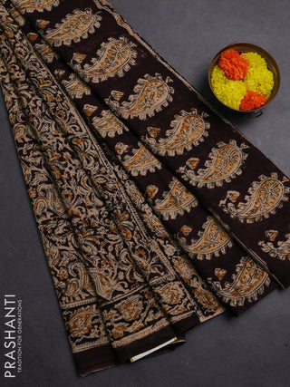 Coffee Brown & Black Kalamkari Cotton Saree
