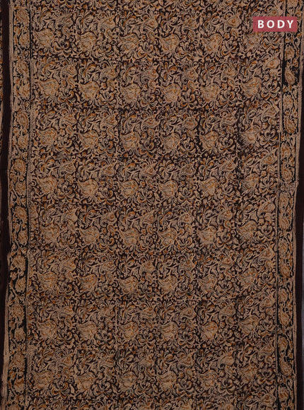 Coffee Brown & Black Kalamkari Cotton Saree