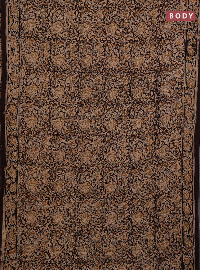 Coffee Brown & Black Kalamkari Cotton Saree