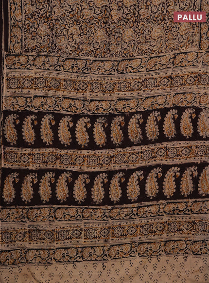 Coffee Brown & Black Kalamkari Cotton Saree