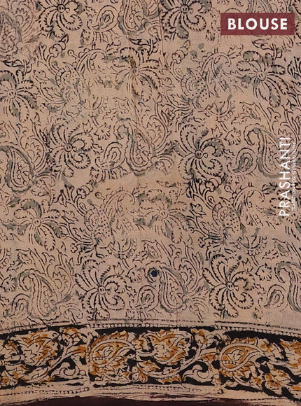 Coffee Brown & Black Kalamkari Cotton Saree