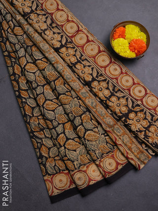 Black & Maroon Kalamkari Cotton Saree