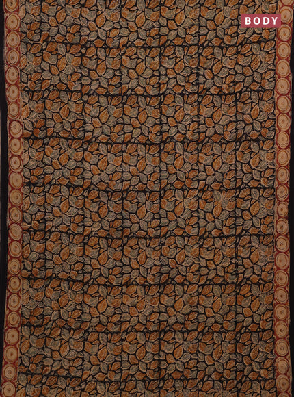 Black & Maroon Kalamkari Cotton Saree