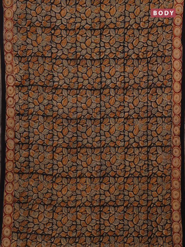 Black & Maroon Kalamkari Cotton Saree