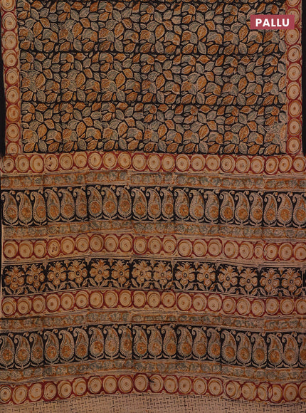 Black & Maroon Kalamkari Cotton Saree