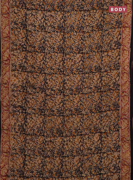 Beige & Black Kalamkari Cotton Saree