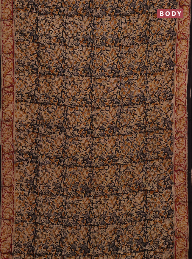 Beige & Black Kalamkari Cotton Saree