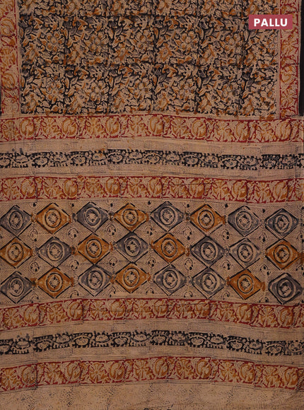 Beige & Black Kalamkari Cotton Saree
