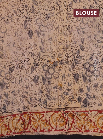 Beige & Black Kalamkari Cotton Saree