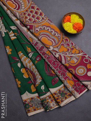 Green & Yellow Kalamkari Cotton Saree