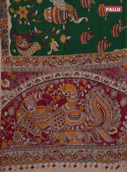 Green & Yellow Kalamkari Cotton Saree