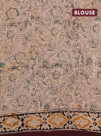 Beige & Coffee Brown Kalamkari Cotton Saree