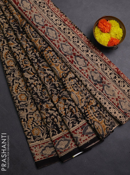 Black & Maroon Kalamkari Cotton Saree