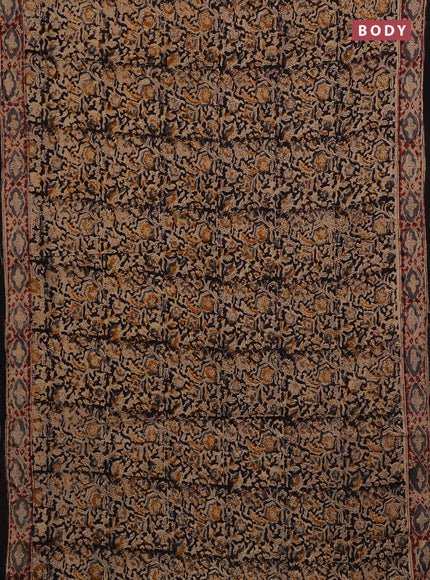 Black & Maroon Kalamkari Cotton Saree