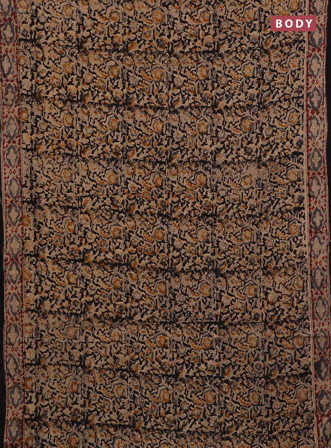 Black & Maroon Kalamkari Cotton Saree