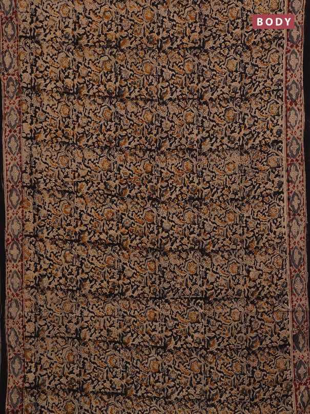 Black & Maroon Kalamkari Cotton Saree