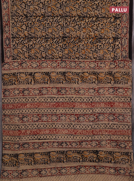 Black & Maroon Kalamkari Cotton Saree