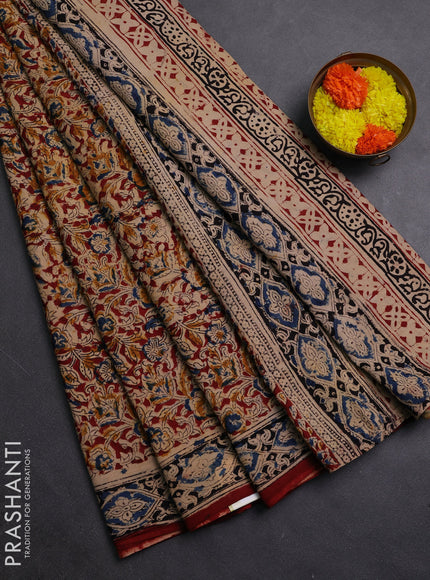Maroon & Black Kalamkari Cotton Saree