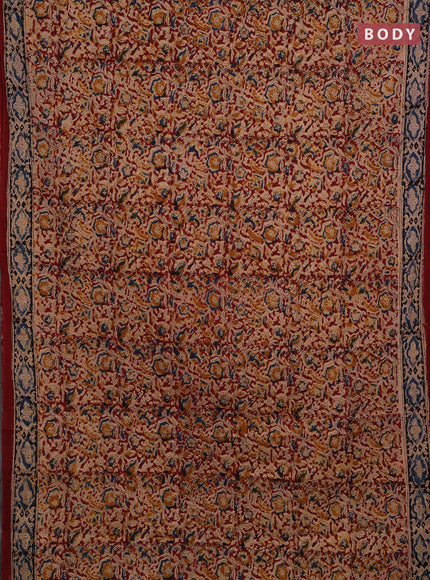 Maroon & Black Kalamkari Cotton Saree