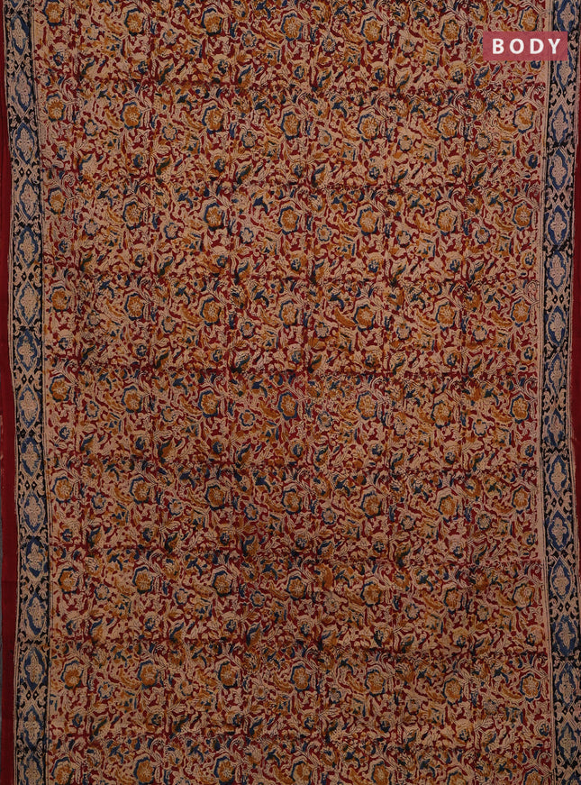 Maroon & Black Kalamkari Cotton Saree