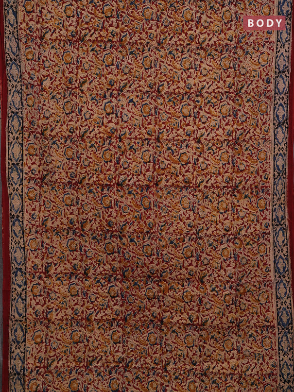 Maroon & Black Kalamkari Cotton Saree