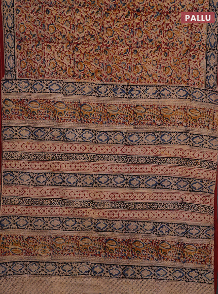 Maroon & Black Kalamkari Cotton Saree