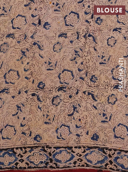 Maroon & Black Kalamkari Cotton Saree