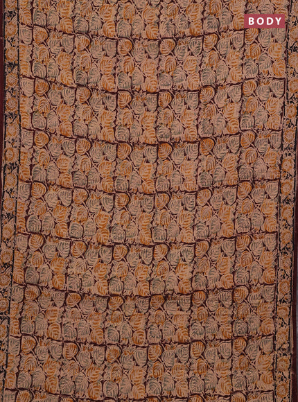 Beige & Coffee Brown Kalamkari Cotton Saree