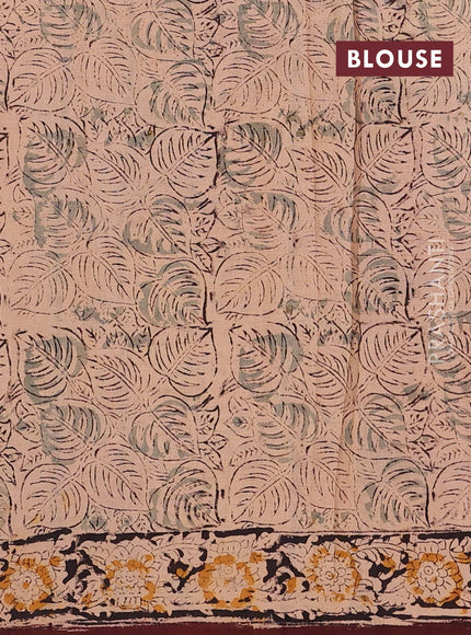 Beige & Coffee Brown Kalamkari Cotton Saree