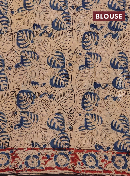 Beige & Blue Kalamkari Cotton Saree