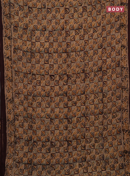 Beige & Coffee Brown Kalamkari Cotton Saree